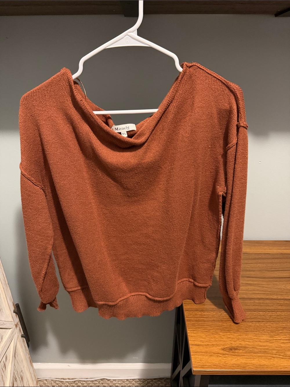 Miracle Burnt Orange Off-Shoulder Knit Sweater